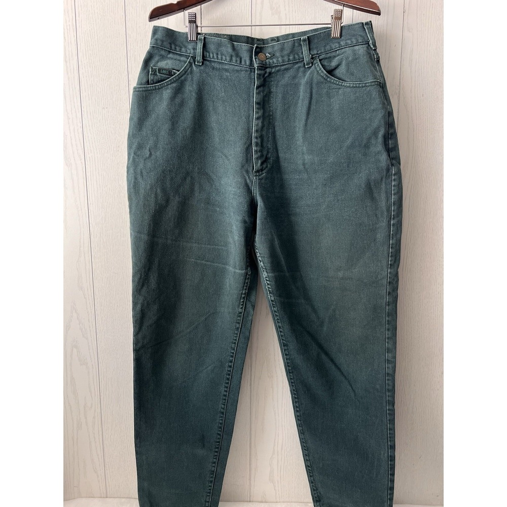 Vintage 90's Lee Jeans Green Denim Women Size 18 Deep Green 34" X 29.5" 14" Rise - Picture 5 of 12